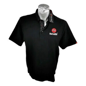 Bacardi Rum Mens Polo Shirt  Black Size M Rum Bartender Cotton New Tags